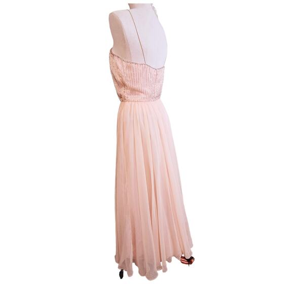 Vintage Victoria Royal Ltd Pink Chiffon Beaded Jacket Princess Prom Dress Size 8 - Picture 6 of 15